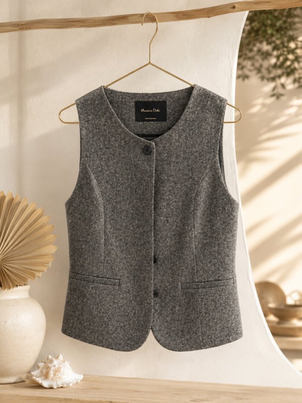 Massimo Dutti Gray Tailored Vest XS | Never Worn Wool Blend Waistcoat